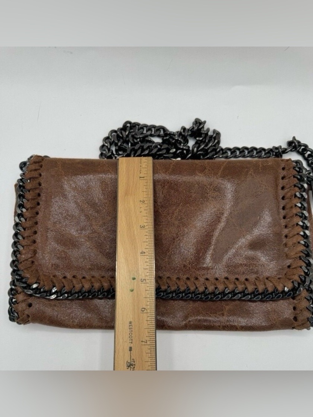 Italian designer BORSE IN PELLE Leather Crossbody Chain Bag - Picture 7 of 10